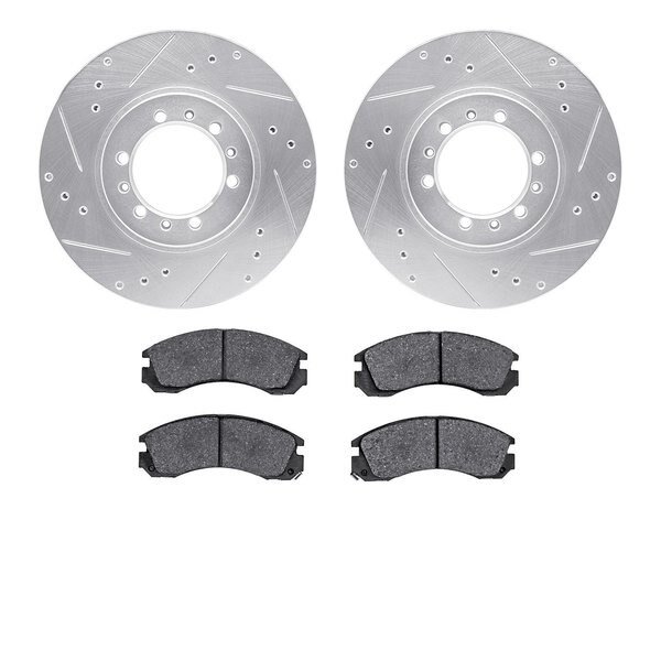 7302-72046, Rotors-Drilled and Slotted-Silver with 3000 Series Ceramic Brake Pads, Zinc Coated, Dynamic Friction Co, Mfr#: 7302-72046